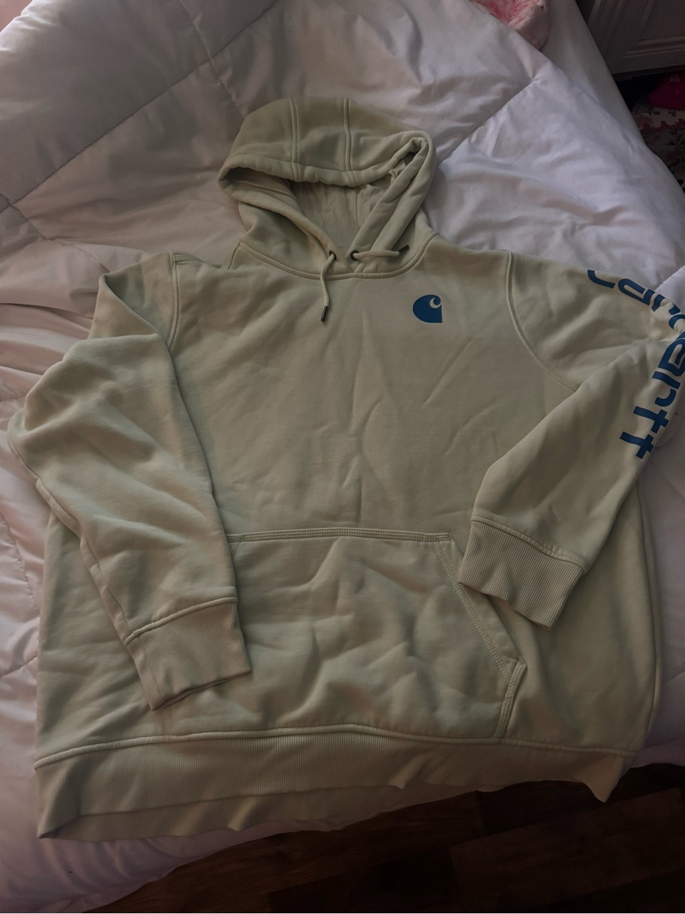 Carhartt Light yellow  Hoodie with Blue Logo